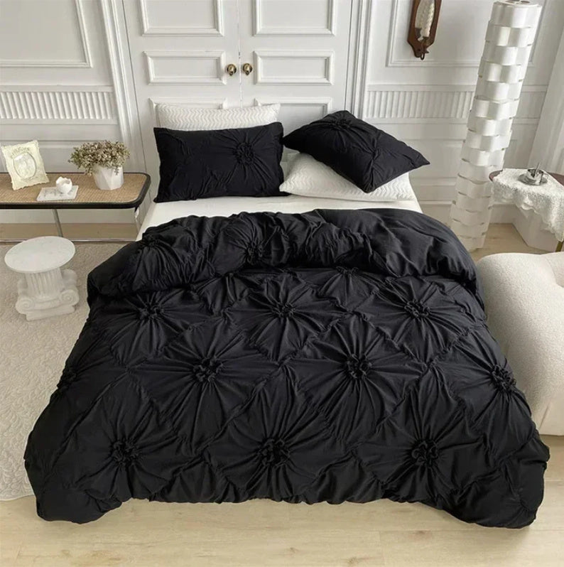 Plain 3D Three-dimensional Pull Flower Twisted Design Beddings Quilt Cover Pillowcase