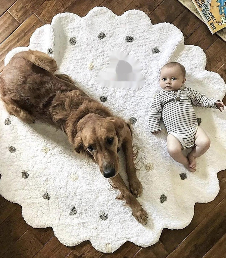 Alfombra de algodón para el hogar con diseño de ondas de puntos de estilo nórdico