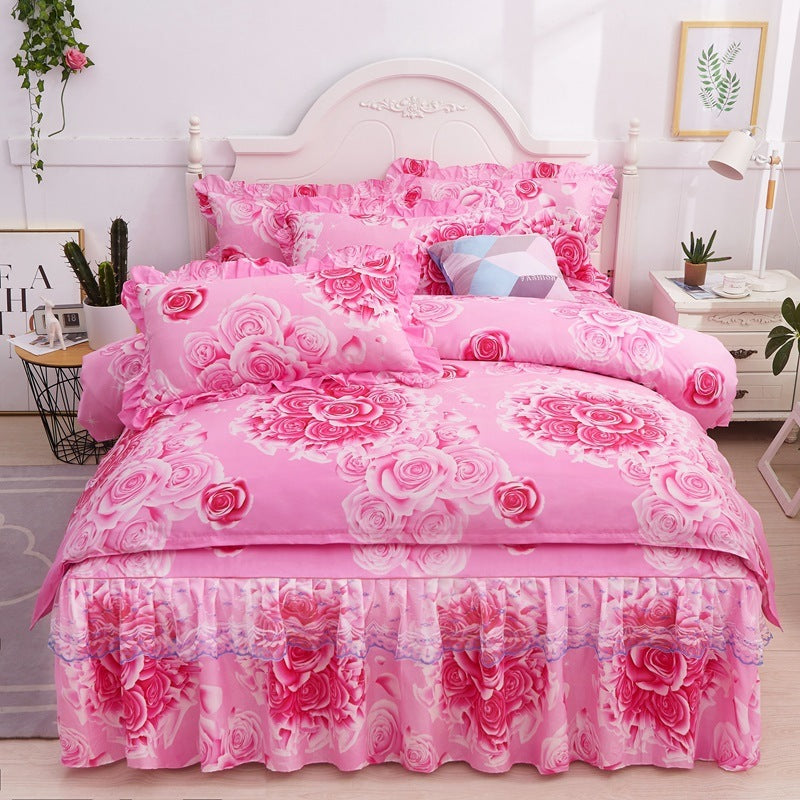 Thickened brushed lace bed skirt lace bedding