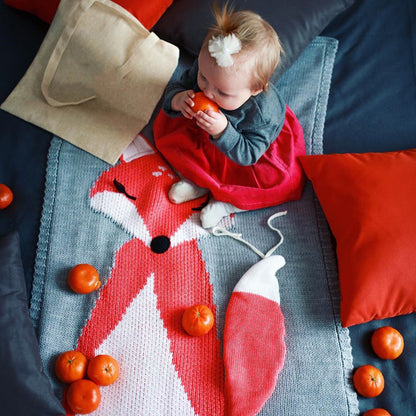 Three-dimensional Ear Children's Wool Knitted Fox Blanket