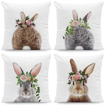 Easter Cartoon Rabbit Print Pillow Cover