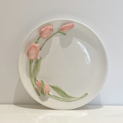 Three-dimensional Tulip Ceramic Plate Bowl Cup