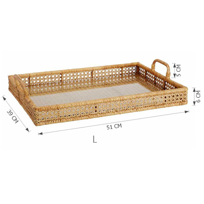 Plateau de rangement pour table à thé en rotin