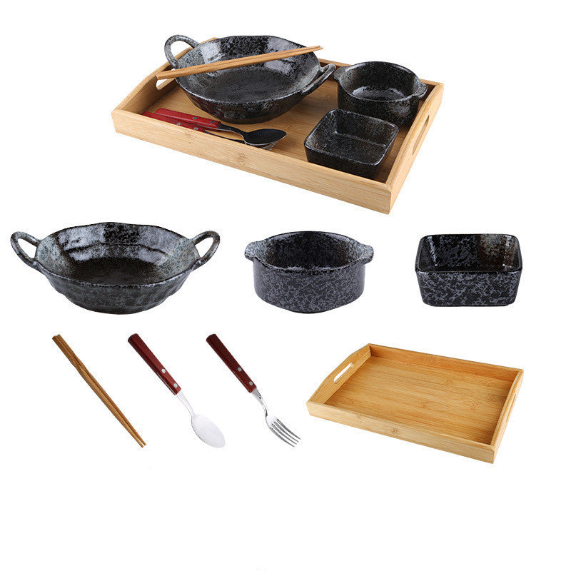 Cutlery Set Stoneware Breakfast Bowl Bibimbap Bowl Binaural Soup Bowl