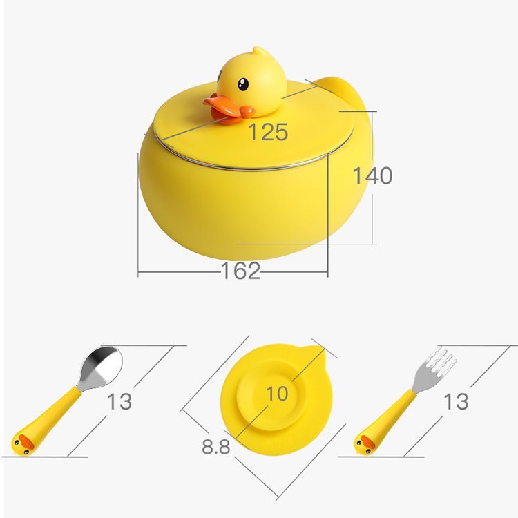 Cuenco aislante con forma de patito amarillo