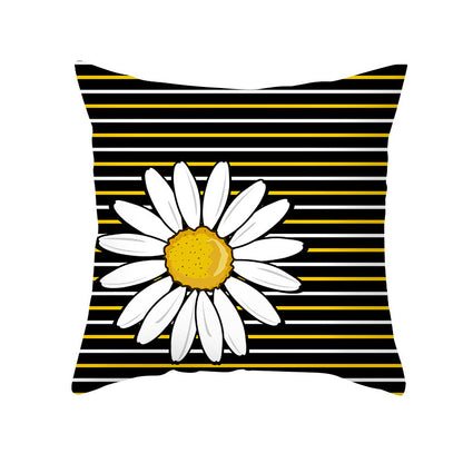 Housse de coussin moderne à imprimé marguerite jaune