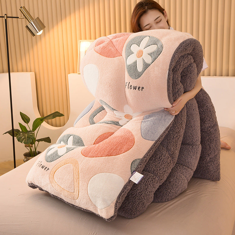 Winter Double-sided Fleece Thickened Warm Lamb Fleece Quilt