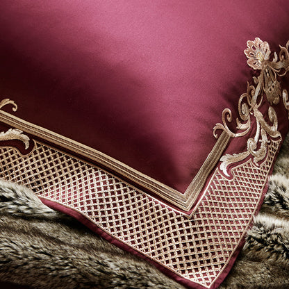 Four-piece Luxury Burgundy Wedding Bed