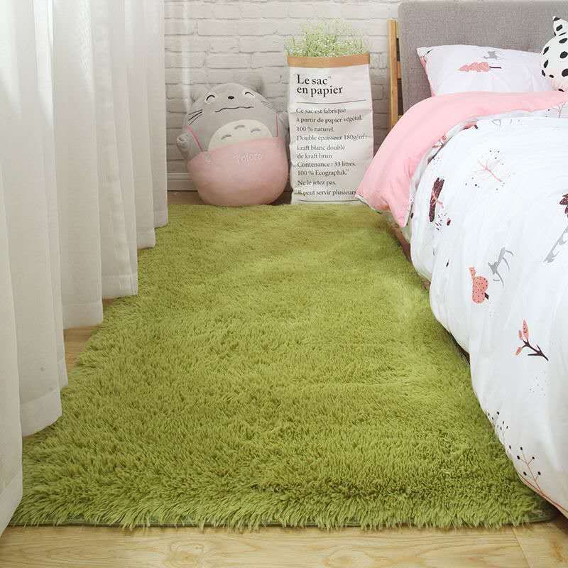 Alfombra de lana de seda para dormitorio, bonita habitación, mesita de noche