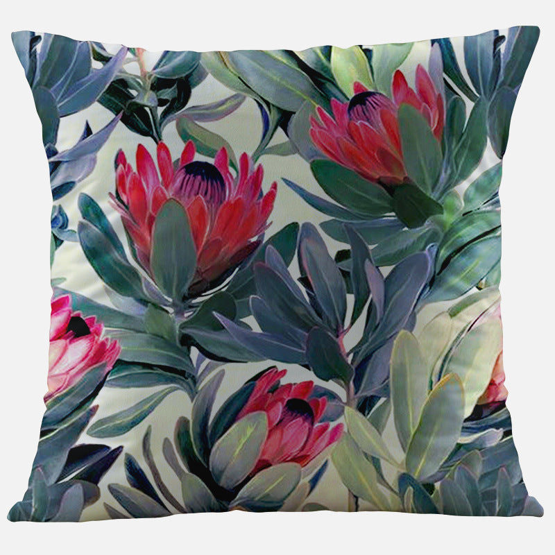 Nordic Style Plant Flower Pillow Waist Pillowcase