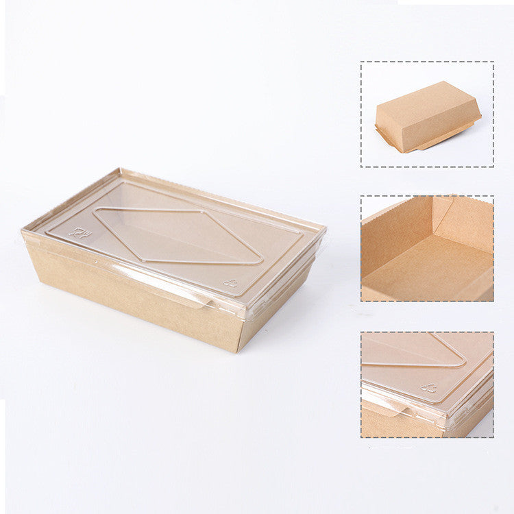 Boîte à bento pour restauration rapide avec couvercle transparent en papier kraft jetable