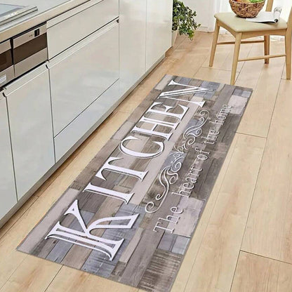 Crystal Velvet Gray Wood Grain Kitchen Door Mat