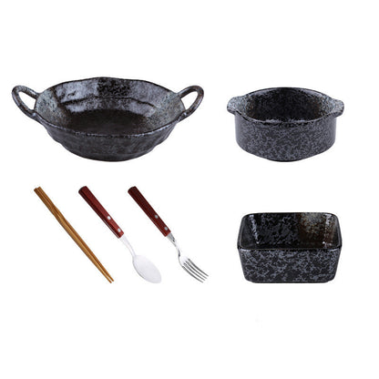 Cutlery Set Stoneware Breakfast Bowl Bibimbap Bowl Binaural Soup Bowl