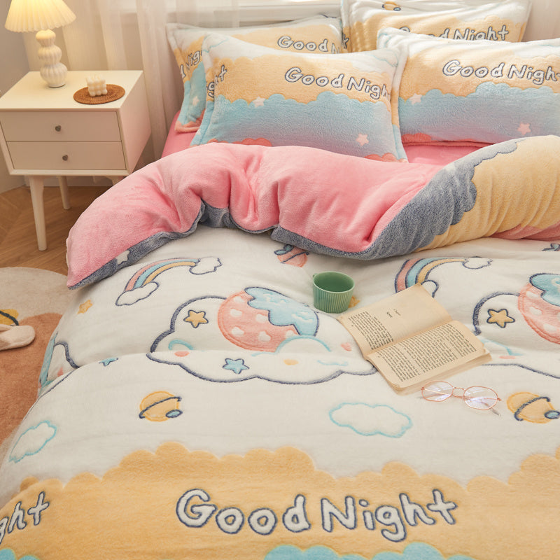 One-piece Cartoon Double-sided Milk Velvet Thick Quilt Cover