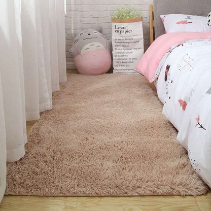 Alfombra de lana de seda para dormitorio, bonita habitación, mesita de noche