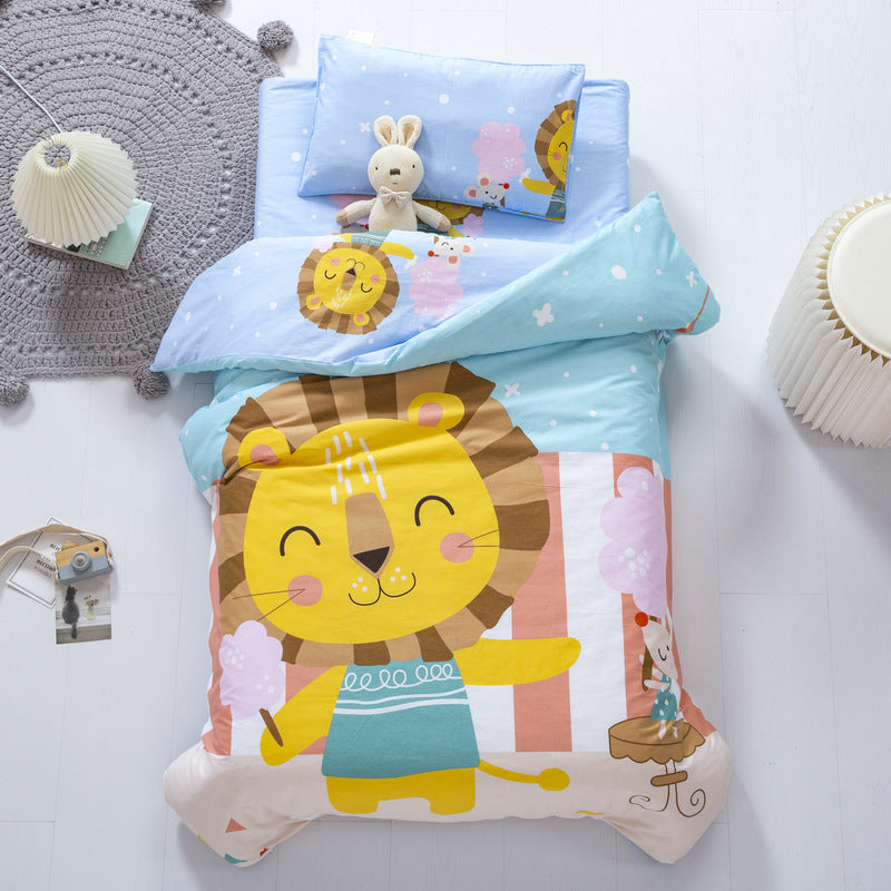 Juego de ropa de cama para bebés de algodón puro para niños pequeños con núcleo de 3 piezas