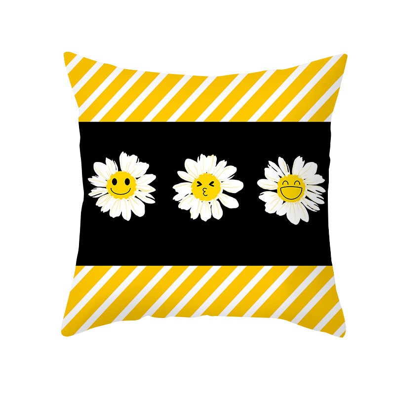 Housse de coussin moderne à imprimé marguerite jaune