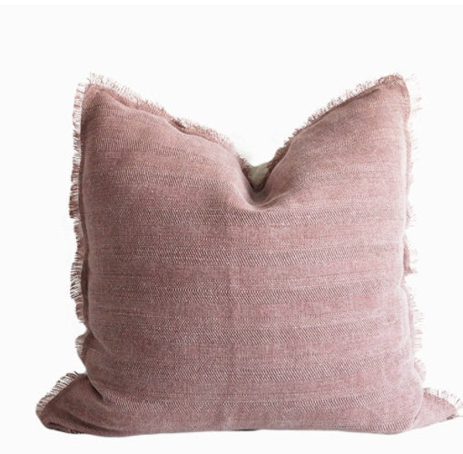 Summer Raw Edge Cotton And Linen Sofa Bed Decorative Cushion Square Waist Pillow