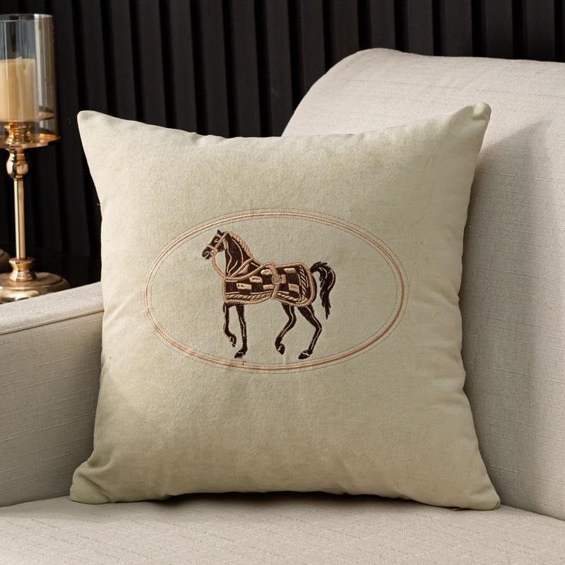 Hand-embroidered Cushion Cover Horse Pattern Pillowcase