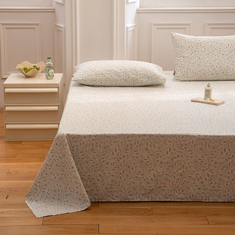 Cotton Printed Bed Sheet Single Item Pastoral Style Flower Single Piece