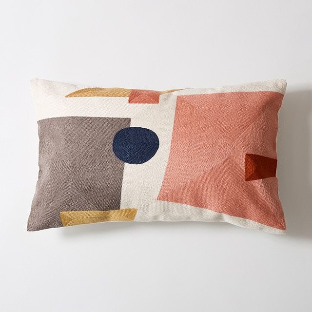 Embroidered cotton cushion