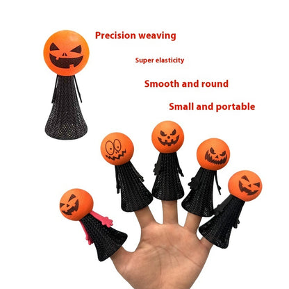 Halloween Pumpkin Head Bouncing Doll Finger Puppets