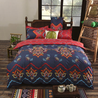 Three-piece Set Of Ethnic Printing On Polyester Bed