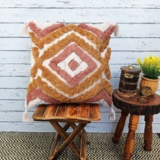 Geometric Pattern Colorful Tufted Tassel Decoration Pillow Cover