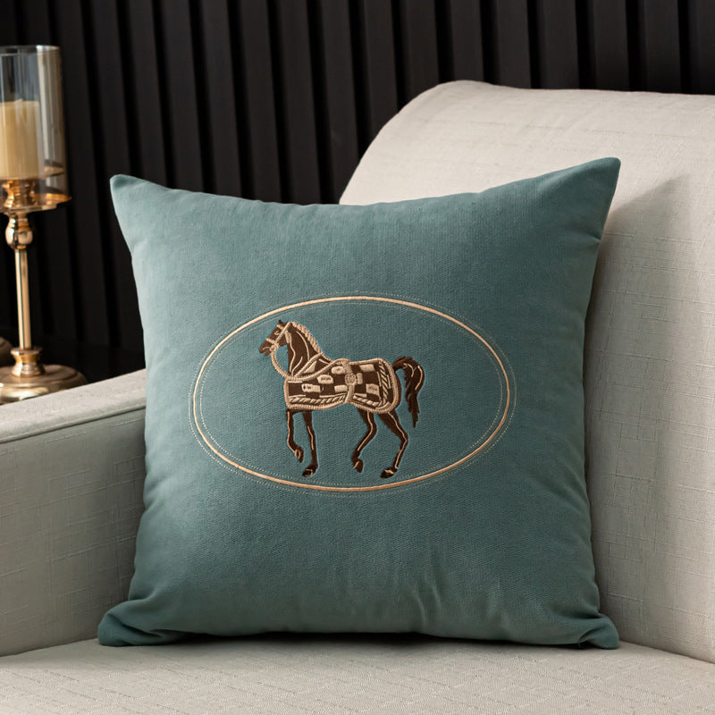 Hand-embroidered Cushion Cover Horse Pattern Pillowcase