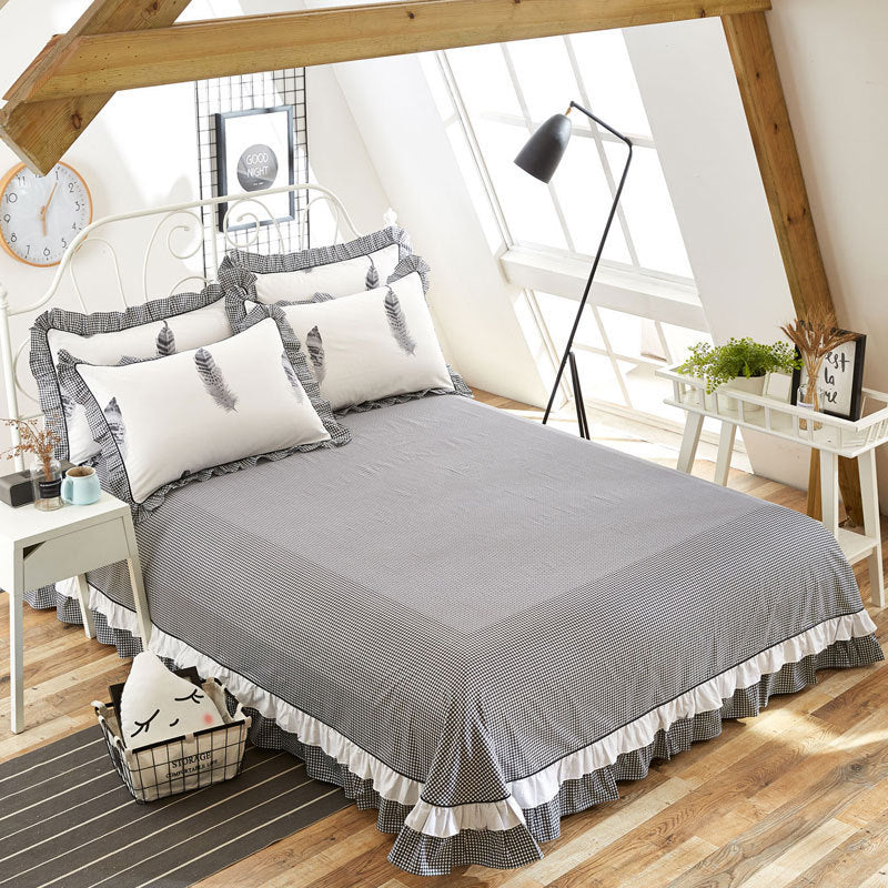 Drap de lit en pur coton avec bordure arrondie, version AB, taie d'oreiller