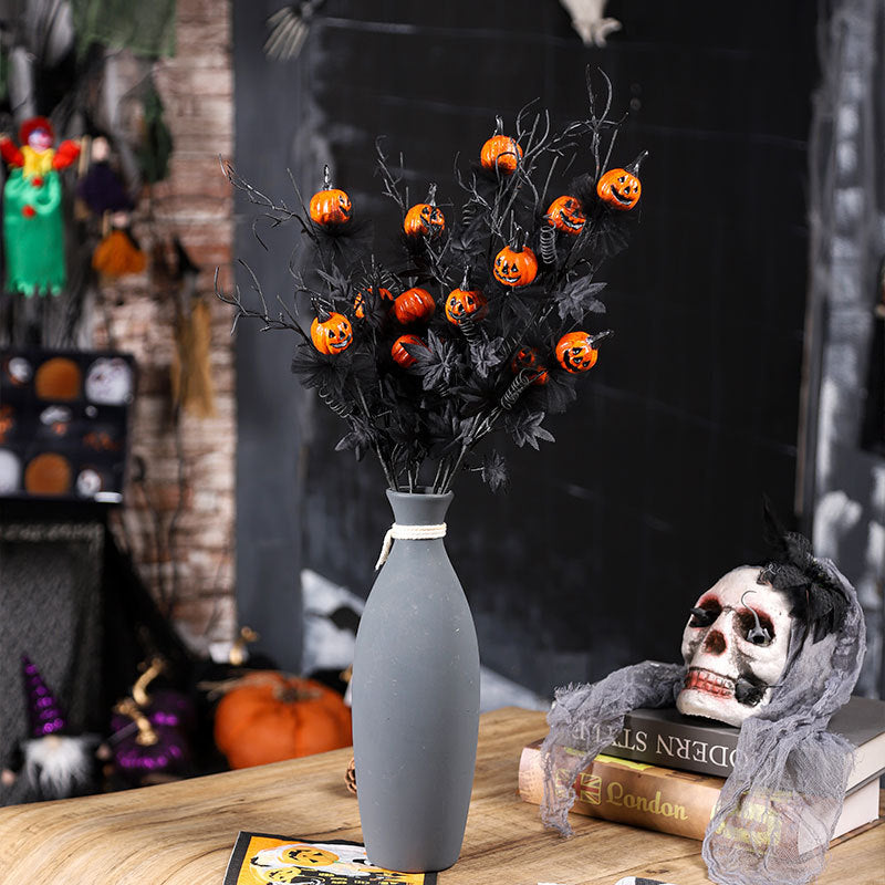 Halloween Decorations Black Horror Pumpkin Twig Cutting Bouquet