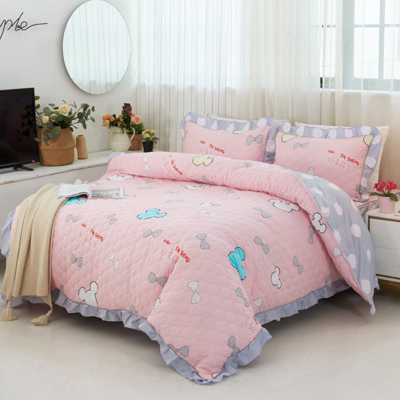 Four-piece Padded Cotton Side Non-slip Bed Skirt