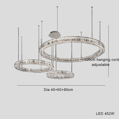 Lámpara de araña de cristal de estilo lujoso y moderno con luces LED simples