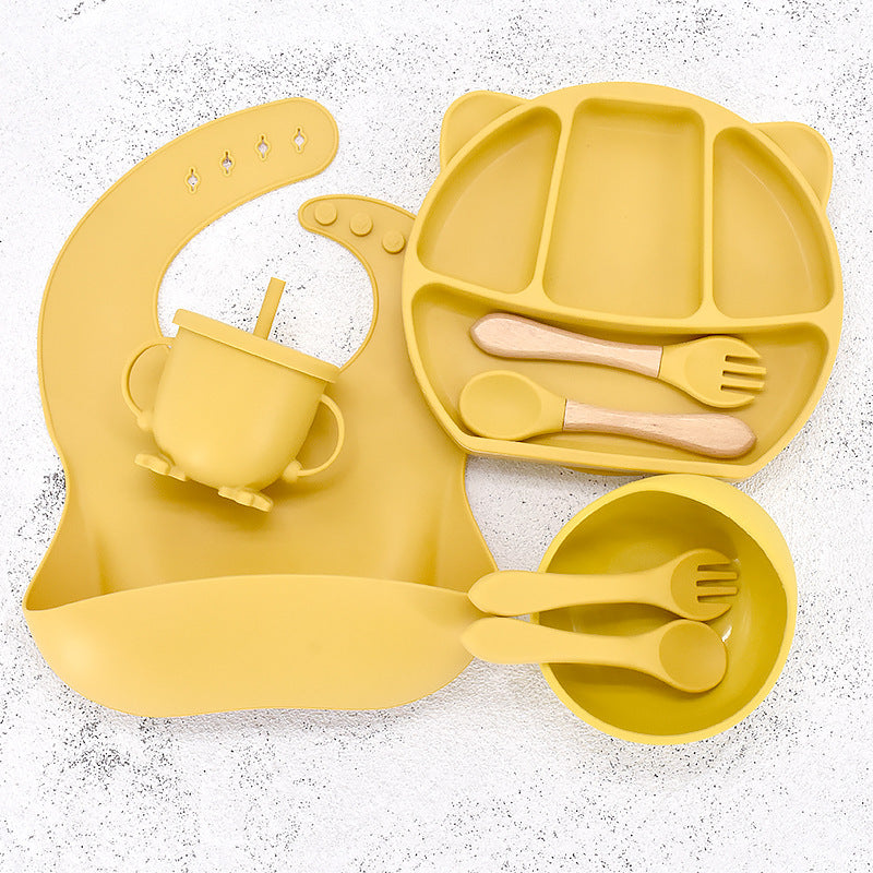 Ensemble de vaisselle pour nourrissons Assiette à dîner en silicone à grille divisée