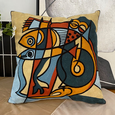 Coussin brodé contre la taie d'oreiller abstraite Picasso en trois dimensions