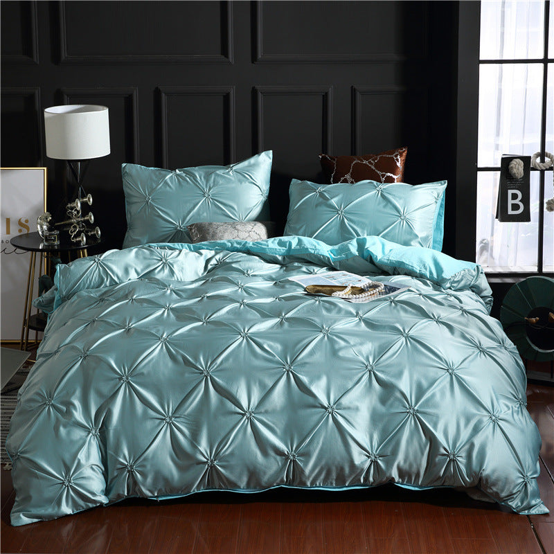 European style washed silk three-piece solid color bed sheet duvet cover