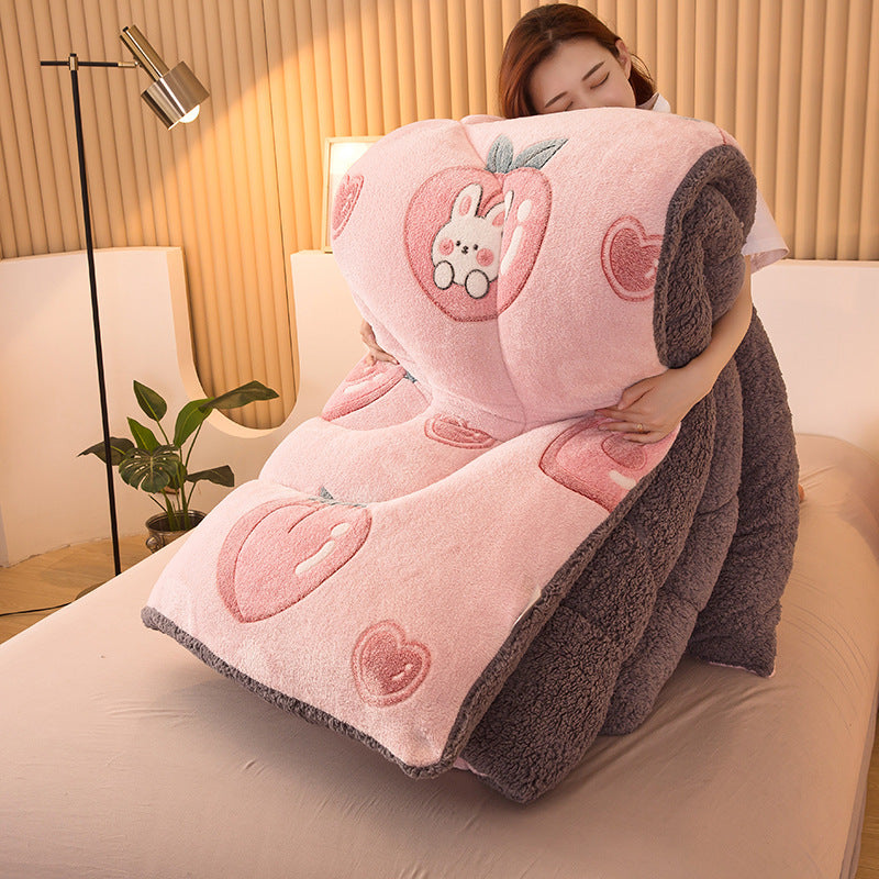 Winter Double-sided Fleece Thickened Warm Lamb Fleece Quilt