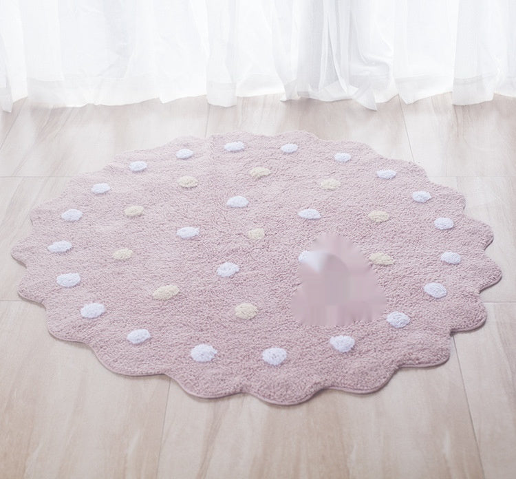 Alfombra de algodón para el hogar con diseño de ondas de puntos de estilo nórdico