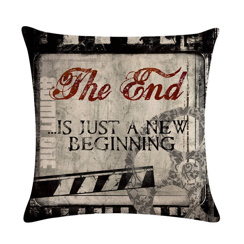 Home Retro Movie Subtitles Sofa Office Linen Pillowcase