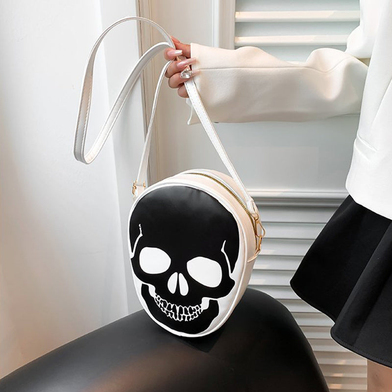 Halloween Skull Shoulder Bag Personality Funny Messenger Bag Kids Couples Outdoor Small Phone Bag For Women