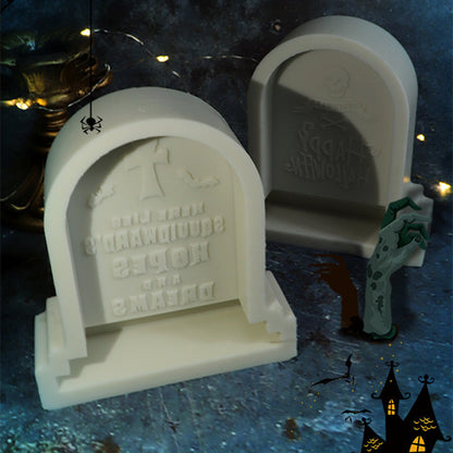 Halloween Tombstone Shape Aroma Plaster Flip Sugar Silicone Mold