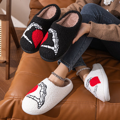 Chaussons en coton épais Love Black Hand Home