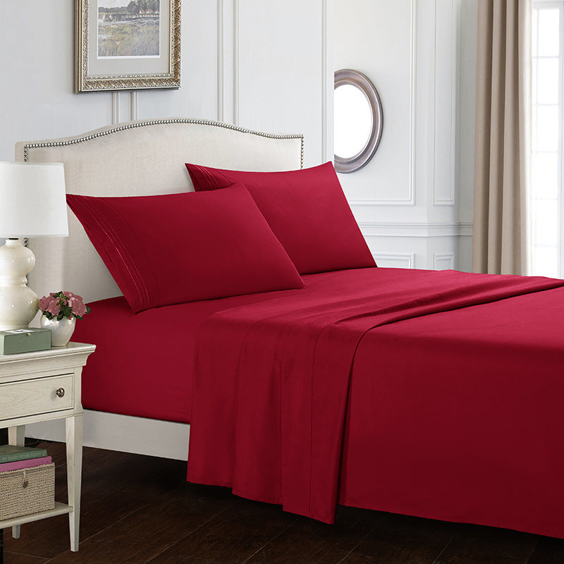 Four-piece Set Embroidered Solid Color Bed Goods