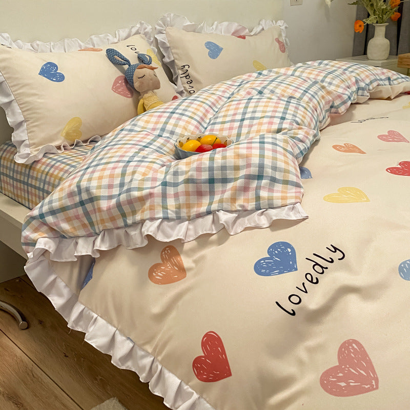 Three Piece Girl Heart Ins Princess Wind Bed