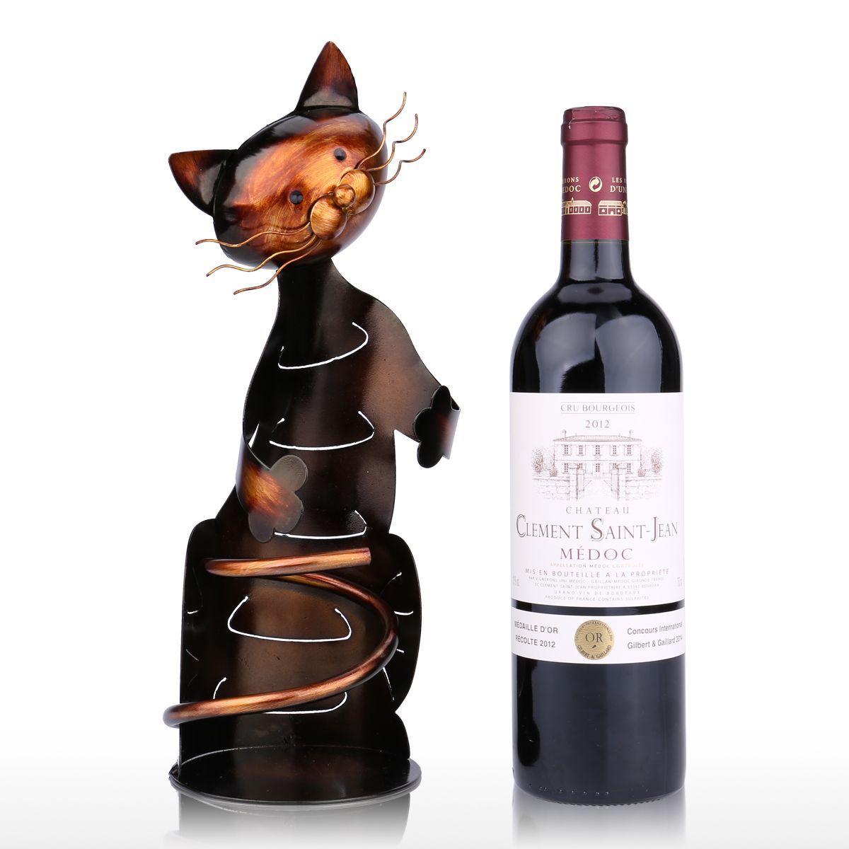 Creative cat holding wine rack