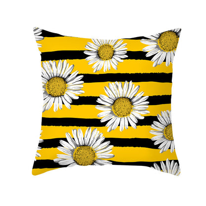 Housse de coussin moderne à imprimé marguerite jaune