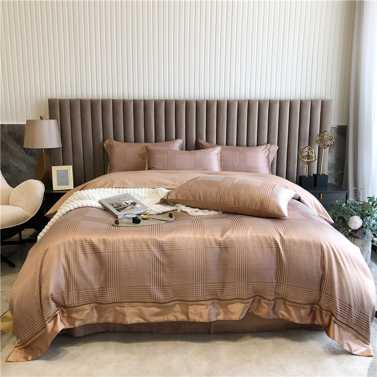 Housse de couette de luxe simple et légère en pur coton quatre pièces pour printemps et été