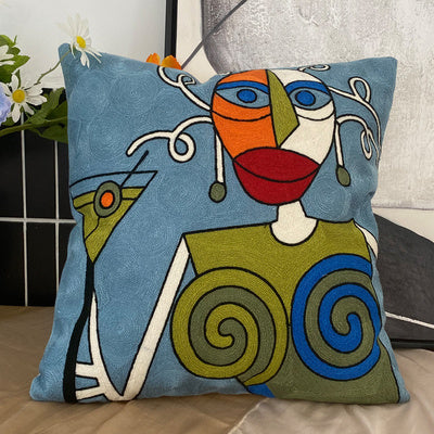 Coussin brodé contre la taie d'oreiller abstraite Picasso en trois dimensions