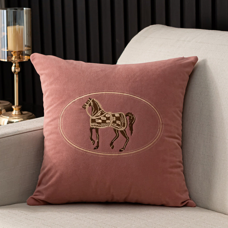 Hand-embroidered Cushion Cover Horse Pattern Pillowcase