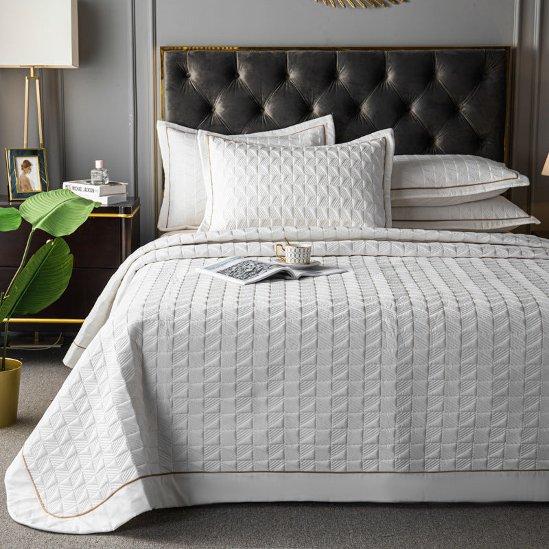 Three-piece Solid Color Quilted Quilted Bed Cover